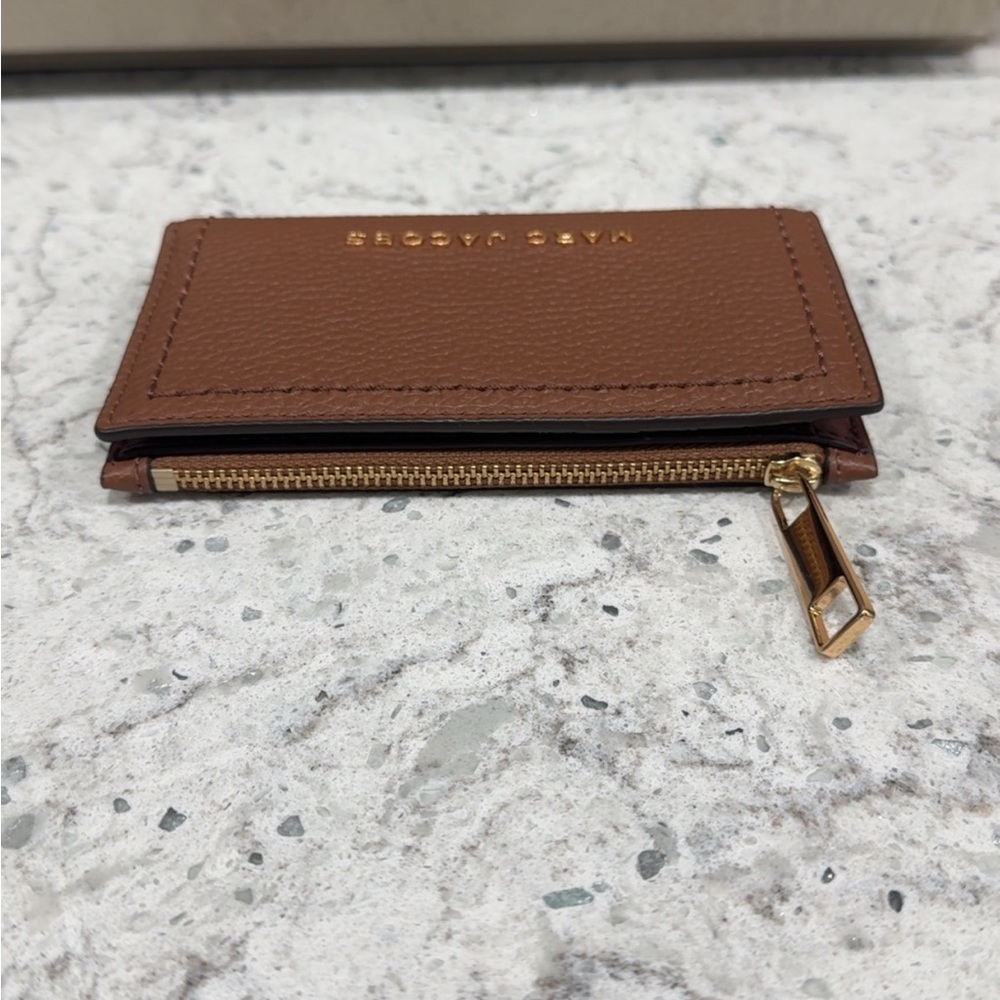 Marc Jacobs Leather Card Wallet Continental Cognac Brown Wallet AUTHENTIC NEW - Picture 7 of 15